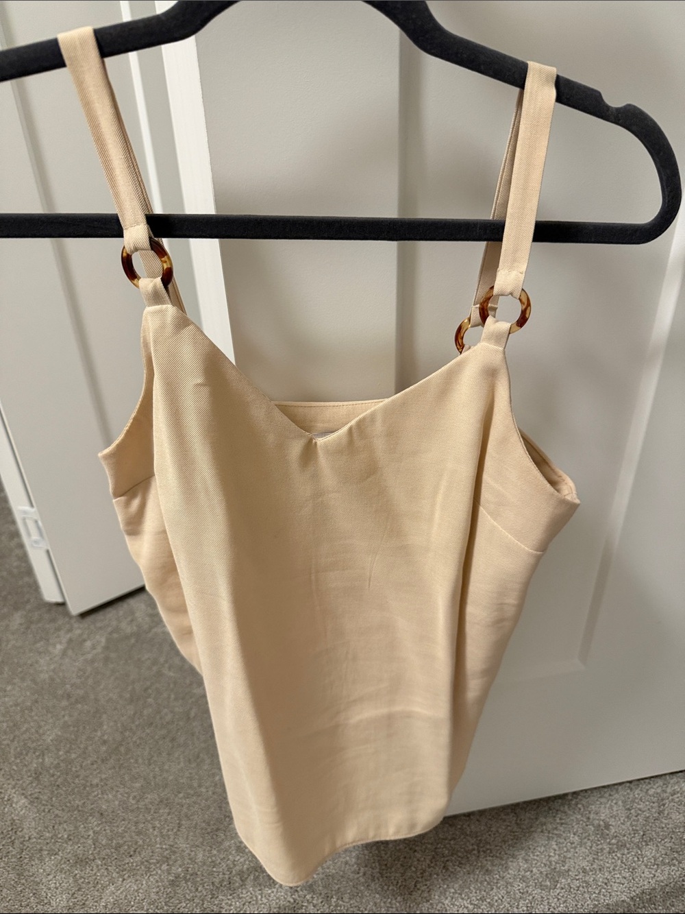 Topshop Beige Satin Cami with Tortoiseshell Ring Straps